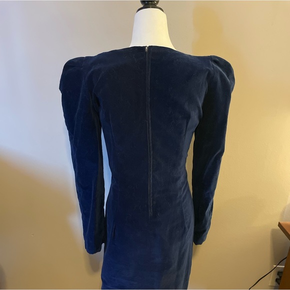 Custom made navy velvet dress size 8 - Picture 2 of 5